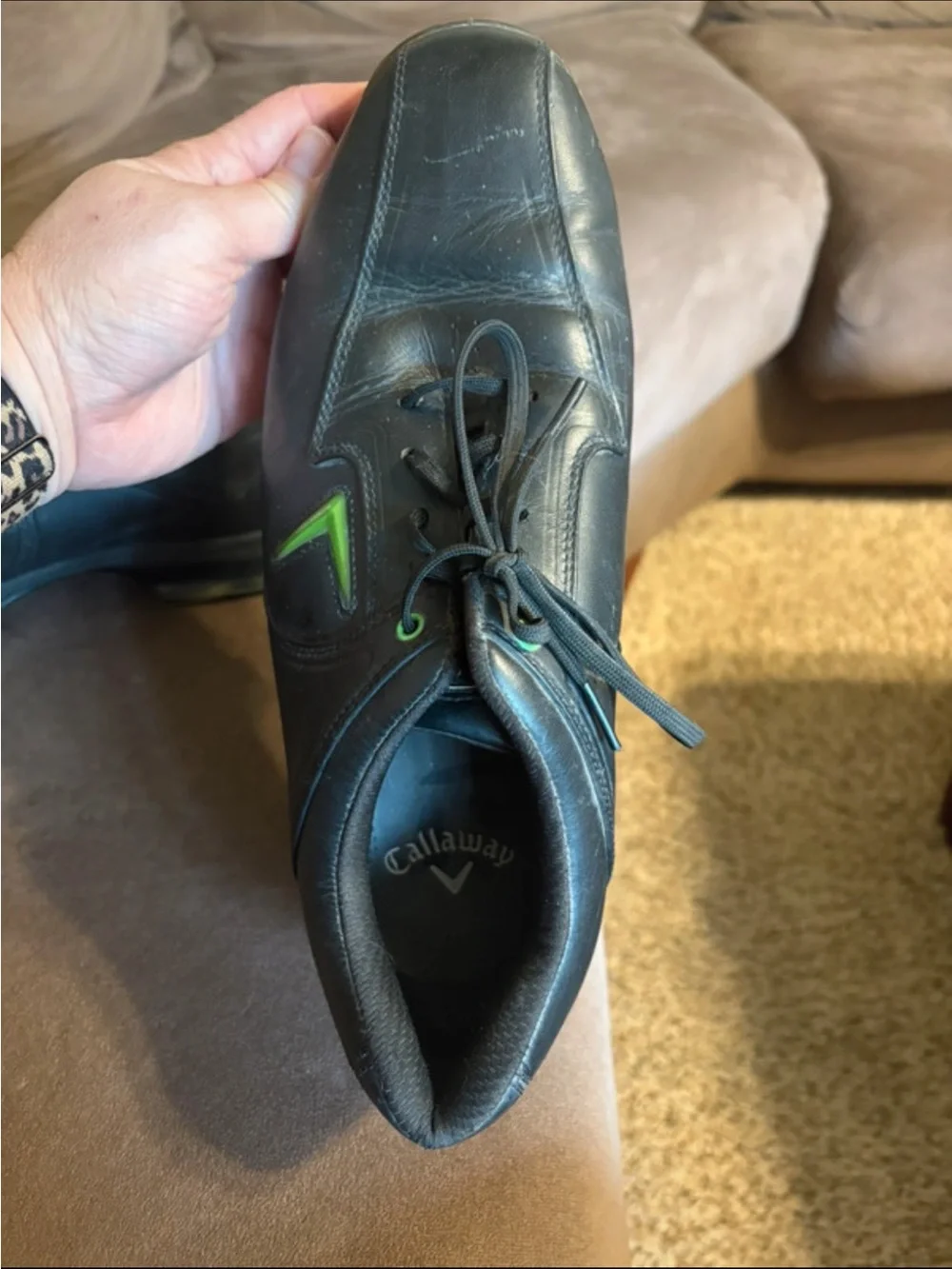 Callaway Black Athletic Golf Shoes with Green Accent